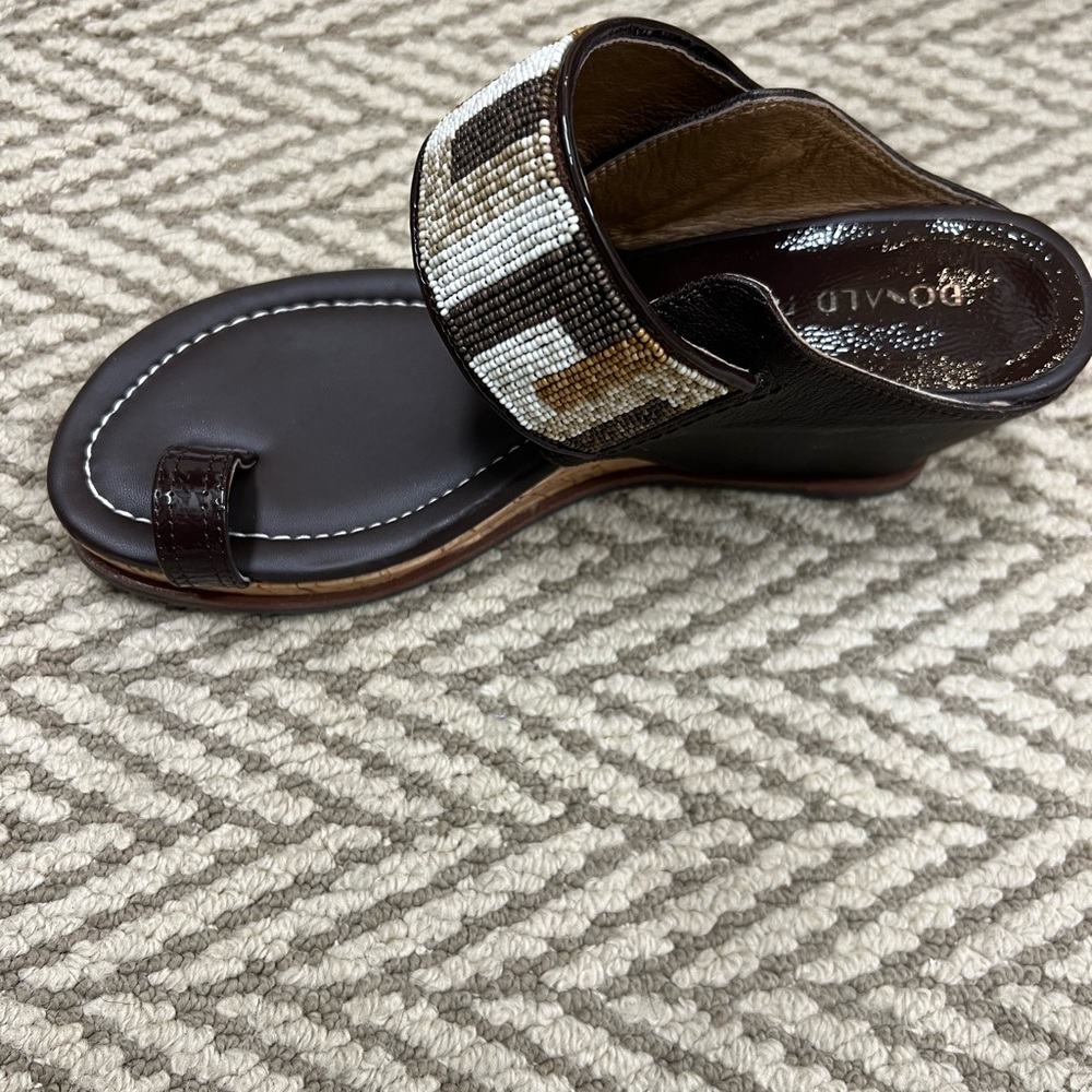 Brand new with tag, Donald Pilner beaded brown combo wedge size 8.5
